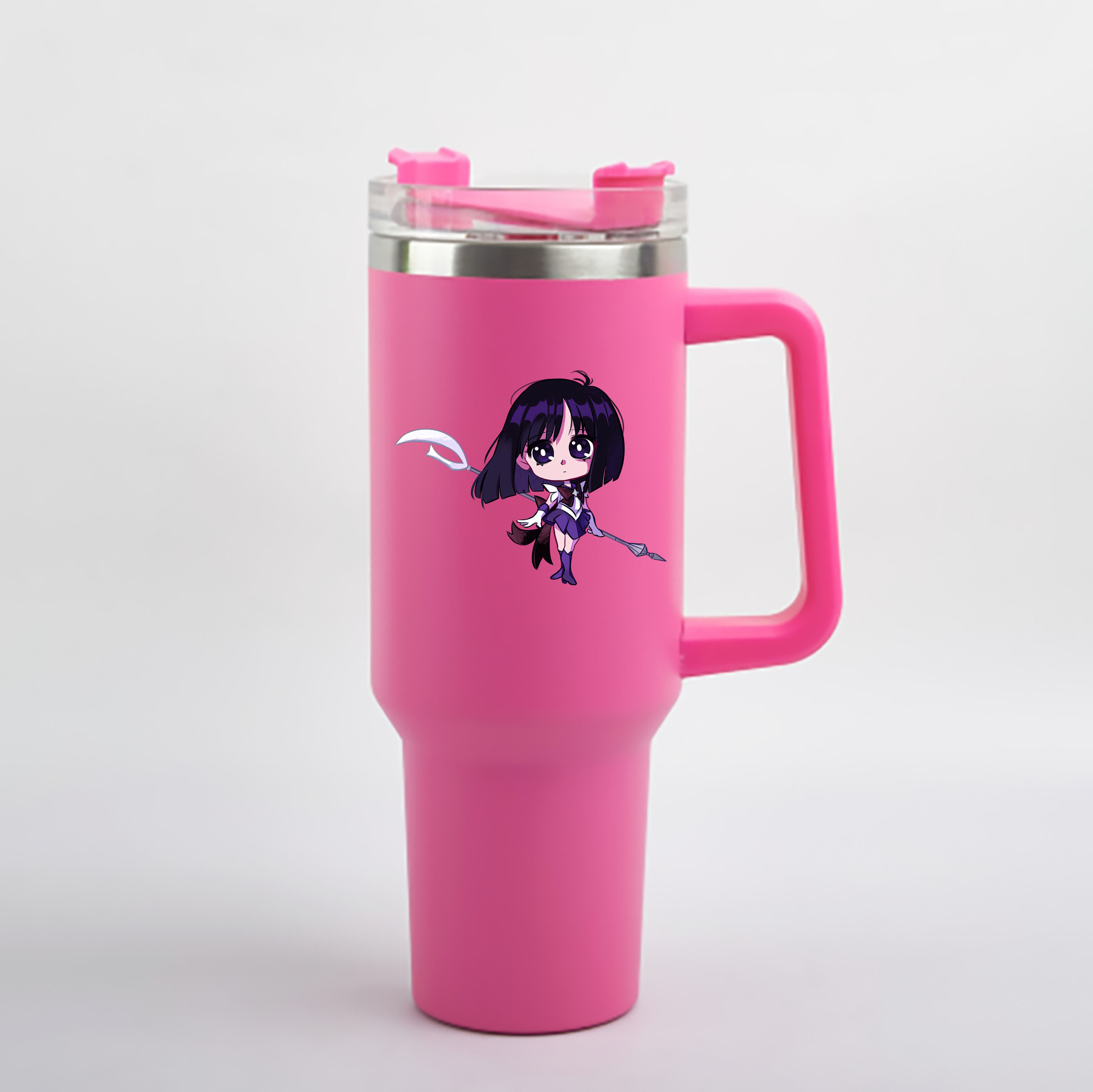 （画像用） 美少女戦士セーラームーン 土萠ほたる Sailor Moon Tomoe Hotaru （セーラーサターン；Sailor Saturn） 1200mL車用タンブラー - クリスタルステッカー（プラスチックストロー付き）
